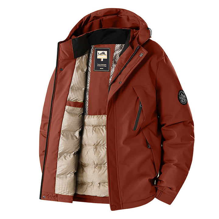 Herren Winddichte Thermo-Parka mit abnehmbarer Kapuze, Stehkragen & versteckten Reißverschlusstaschen Echoarchiv