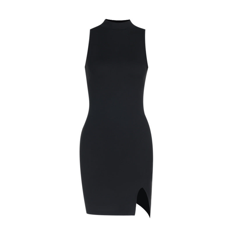 Damen figurbetontes Minikleid mit modernem Stehkragen und schlitz Echo Archiv