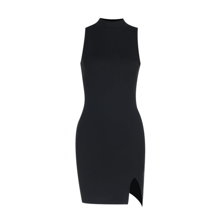 Damen figurbetontes Minikleid mit modernem Stehkragen und schlitz Echo Archiv
