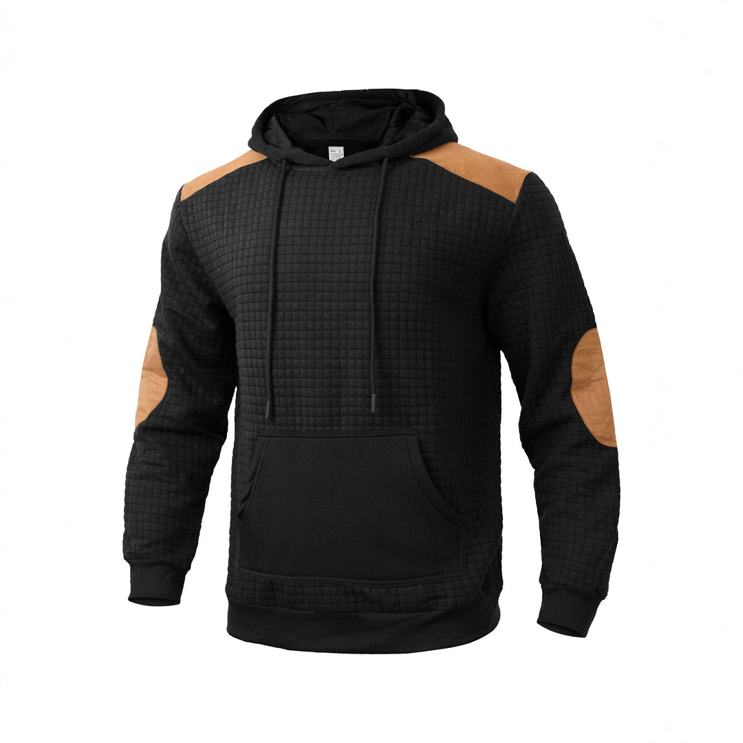 Herren modischer Kapuzenpullover mit strukturiertem Design und Kunstlederakzenten Echoarchiv