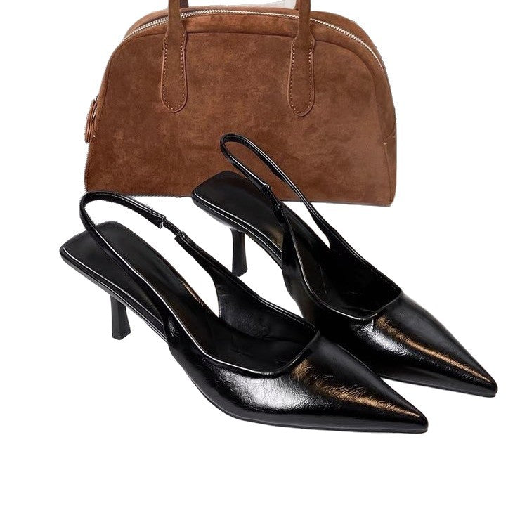 Damen Slingback-Pumps mit spitz zulaufender Silhouette und schimmernder Oberflächenstruktur Echoarchiv