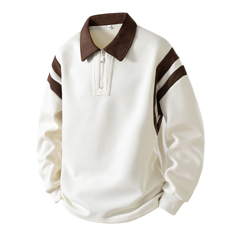 Herren Retro-Sportliches Rugby-Pulli mit halbhohem Reißverschluss und kontrastierendem Hemdkragen Echo Archiv