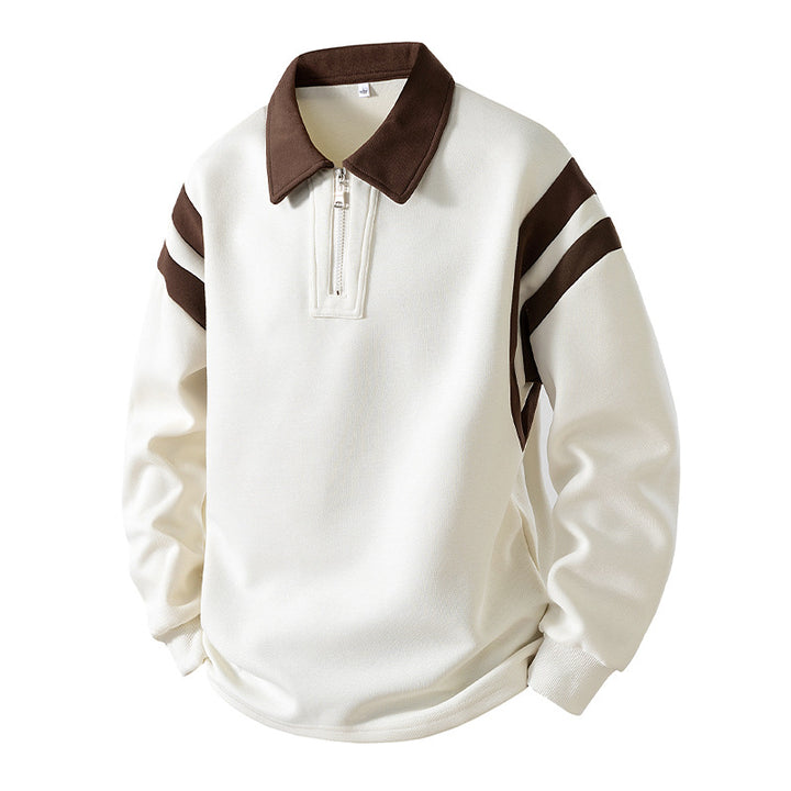 Herren Retro-Sportliches Rugby-Pulli mit halbhohem Reißverschluss und kontrastierendem Hemdkragen Echo Archiv