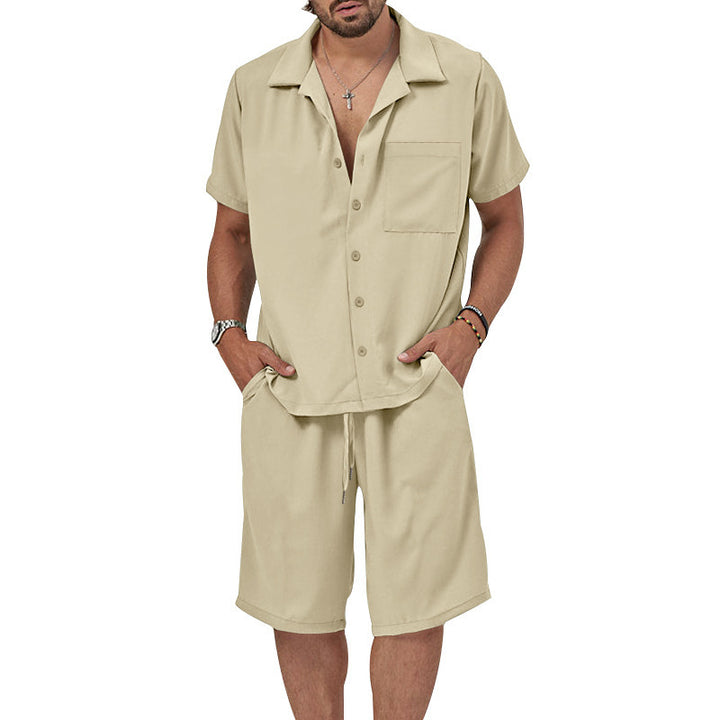 Herren lässiges Freizeit-Set mit Kurzarmhemd und Shorts Echoarchiv