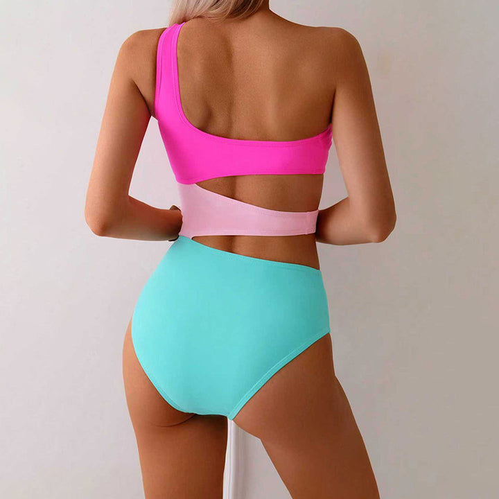 Damen Einseitiger Bikini-Set mit modischem Farbblock-Design Echo Archiv