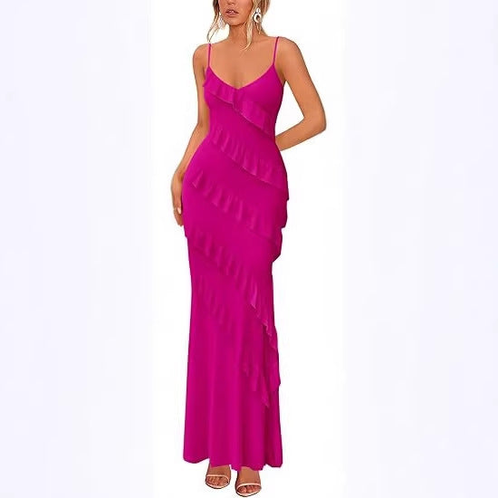 Damen Maxikleid mit Rüschen und Spaghettiträgern Echo Archiv