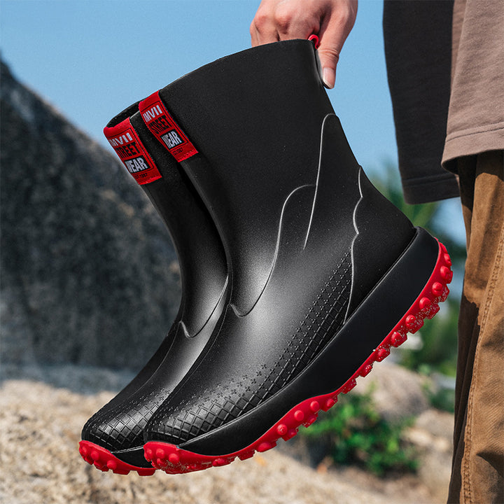 Unisex Wasserdichte Kurzschaft-Outdoor-Gummistiefel mit profilierter Noppenlaufsohle Echoarhiv – Tavélo