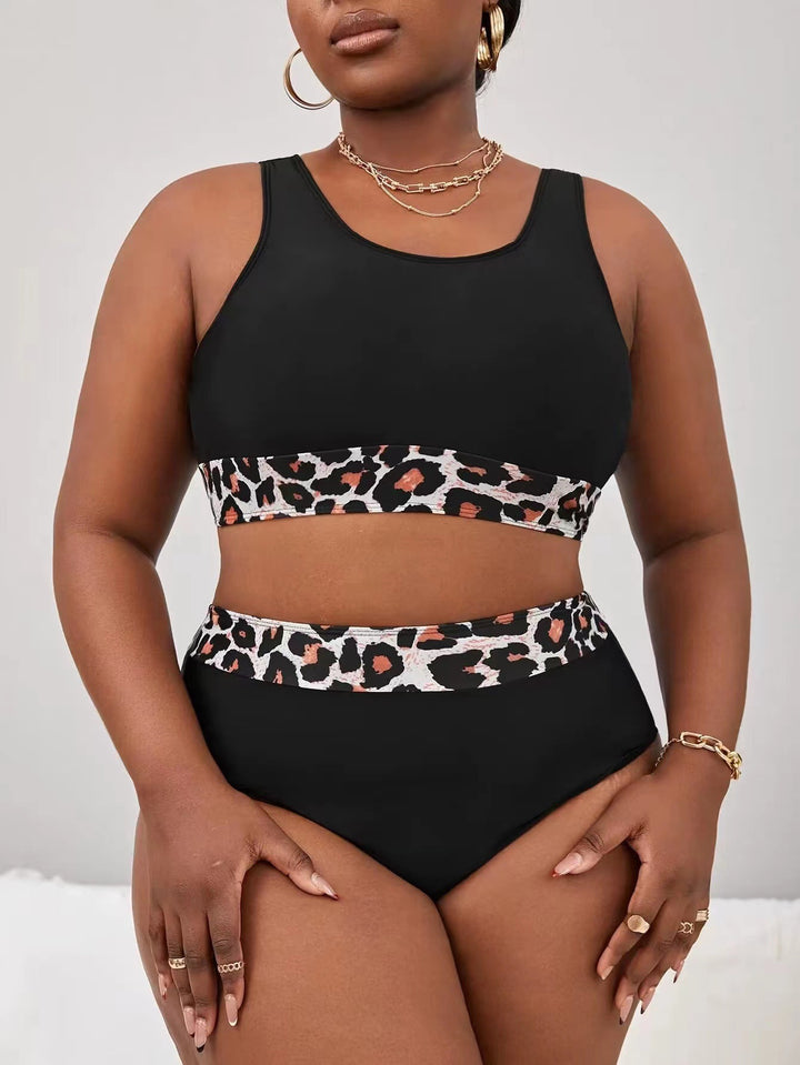 Damen Sportlicher Hochschnitt-Bikini mit Leopardenmuster Echo Archiv