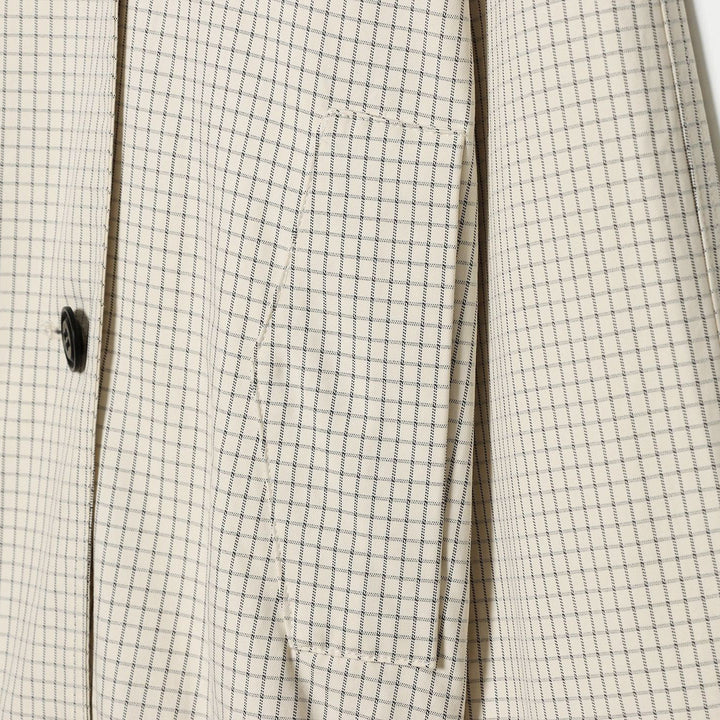 Damen Cropped Kurztrenchjacke mit weitem Schalkragen, Karo‑Gitterprint und elastischem Saum Echoarchiv
