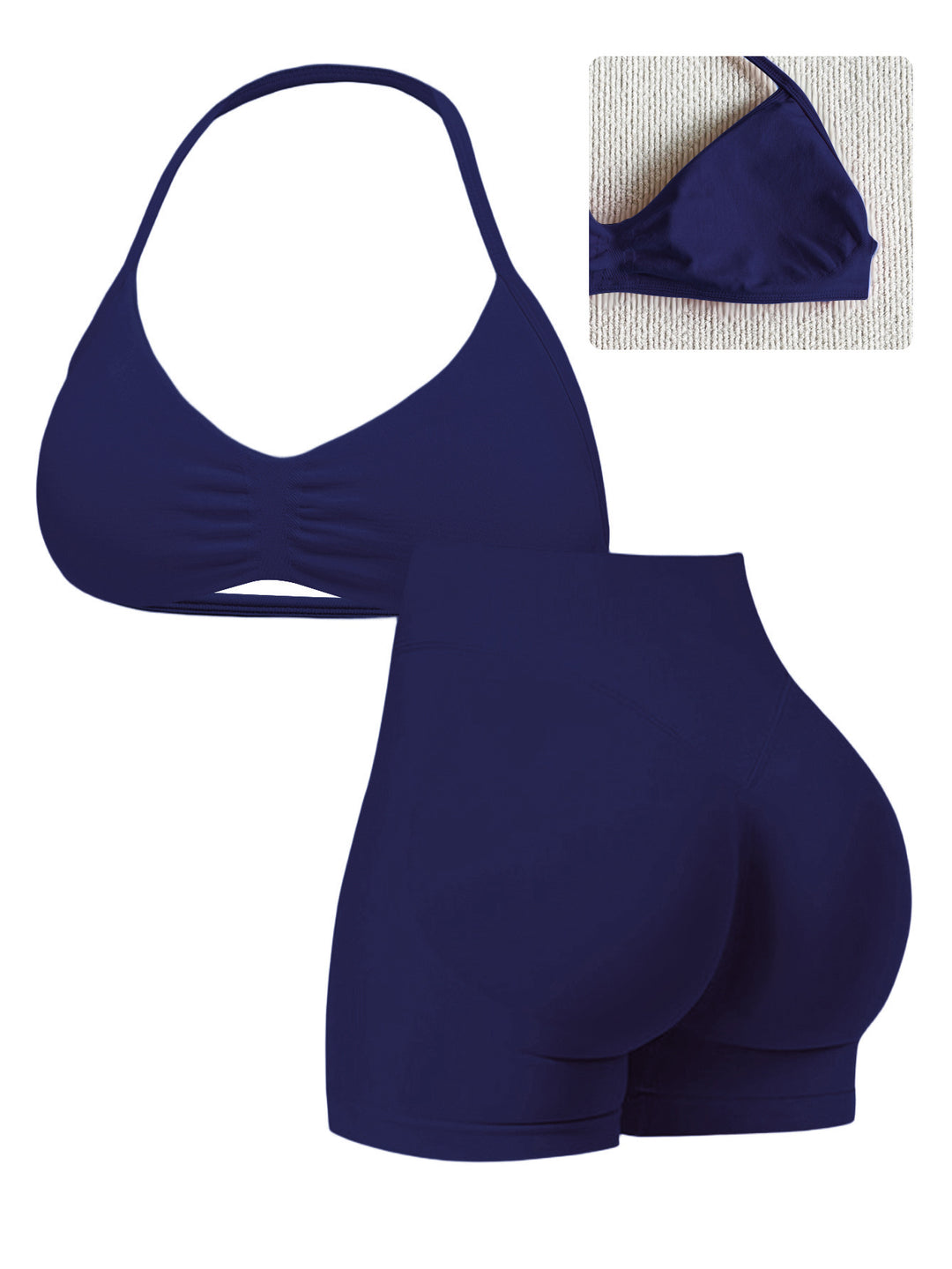Damen Sport-Bikini-Oberteil mit hoch geschnittenen Shorts und nahtlosem Design Echo Archiv