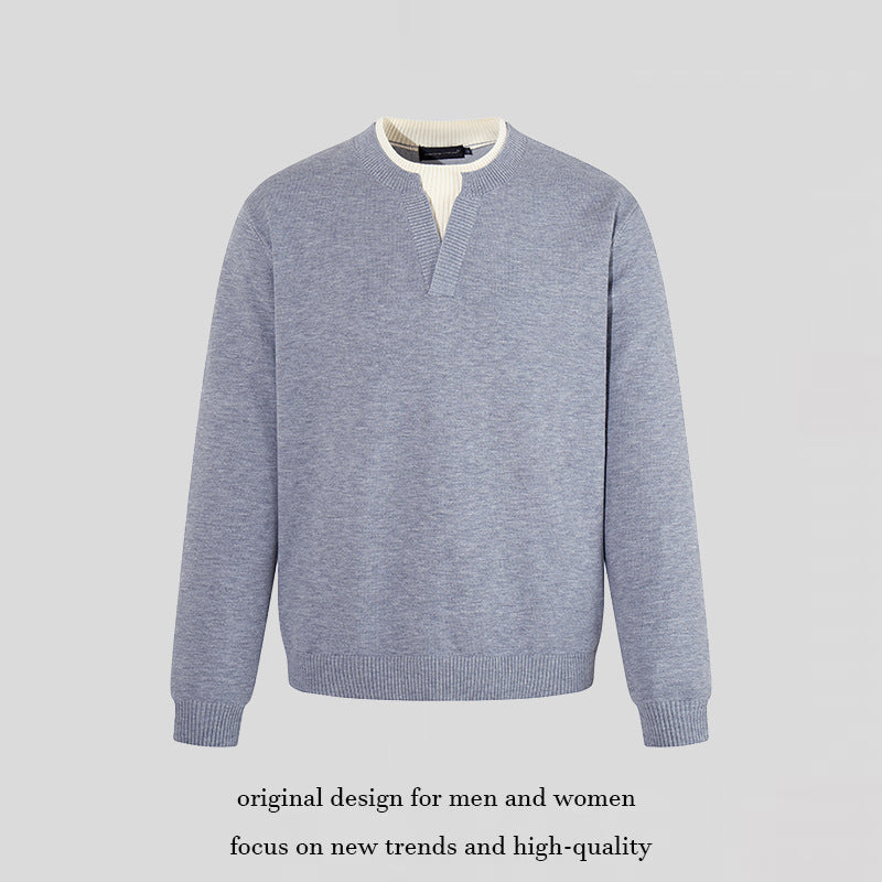 Herren Feinstrick-Pullover mit V‑Schlitzkragen und Rippabschluss Echoarchiv