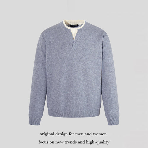 Herren Feinstrick-Pullover mit V‑Schlitzkragen und Rippabschluss Echoarchiv