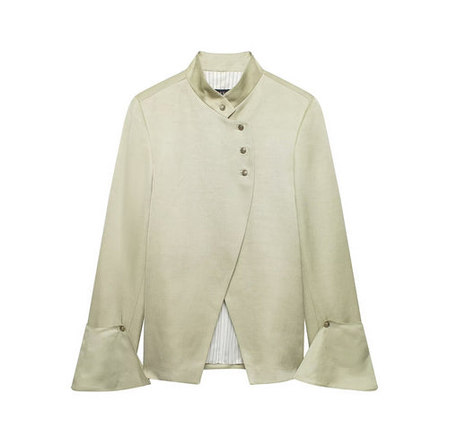 Damen Asymmetrische Jacke mit Stehkragen und Glockenärmeln Echo Archiv