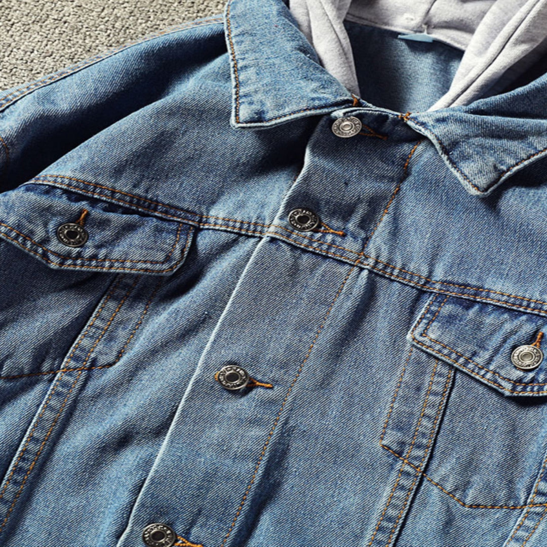 Herren Modische Denimjacke mit Kapuze Echoarchiv