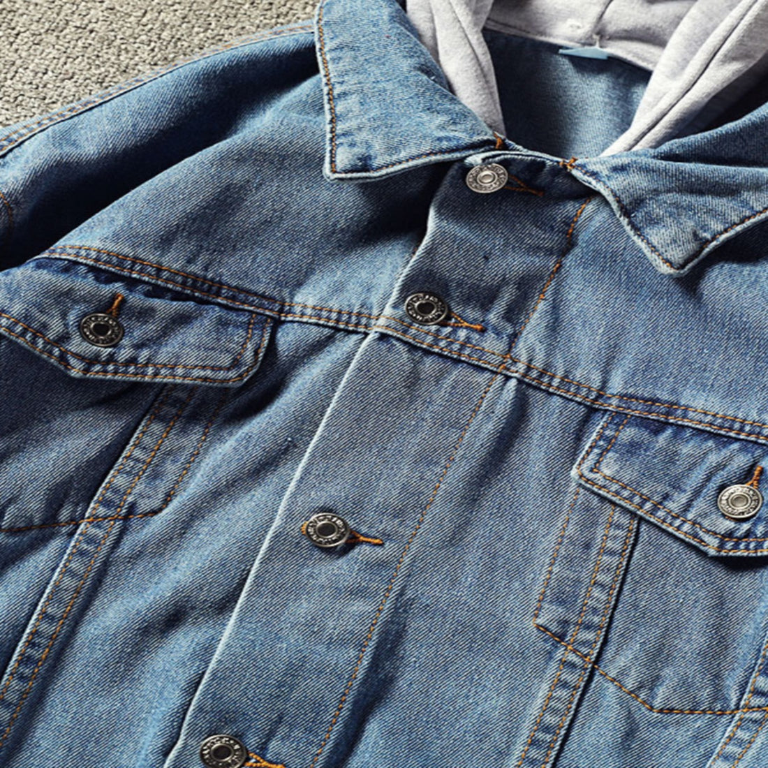 Herren Modische Denimjacke mit Kapuze Echoarchiv