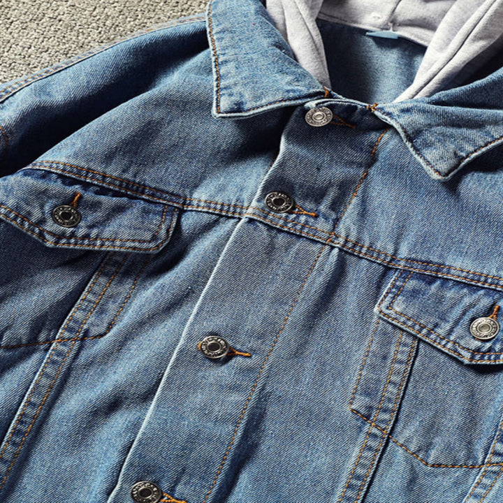 Herren Modische Denimjacke mit Kapuze Echoarchiv