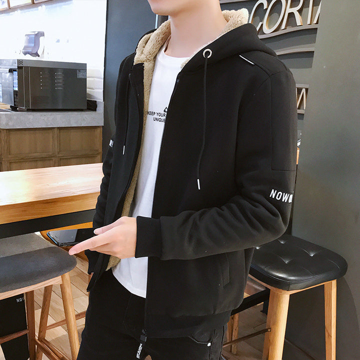 Herren Urbaner Zip‑Hoody mit Teddyfutter, Stehkragen‑Kapuze & gerippten Bündchen Echoarchiv