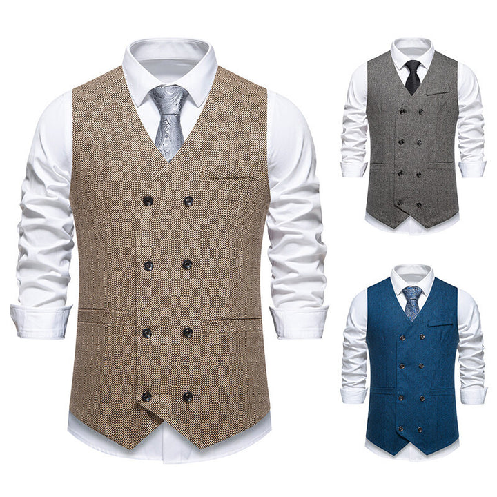 Herren Elegante Weste mit doppelter Knopfleiste und feinem geometrischen Muster Echoarchiv
