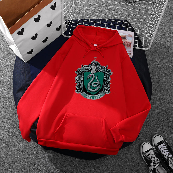 Damen gemütlicher Kapuzenpullover im Oversize-Cut mit heraldischem Schlangenwappen und weichem Fleece-Innenfutter – Auréline