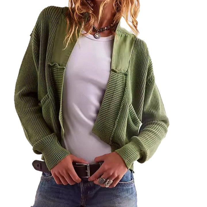 Damen Modische Strickjacke mit großen Taschen