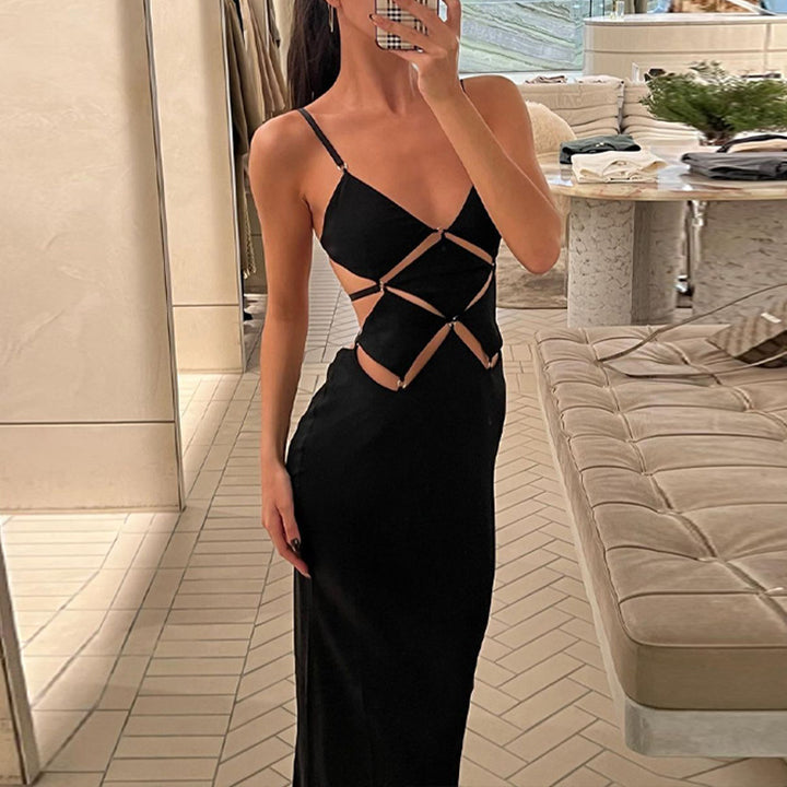 Damen glamouröses Maxikleid mit einzigartigem Schnitt und eleganten Schlaufen Echo Archiv