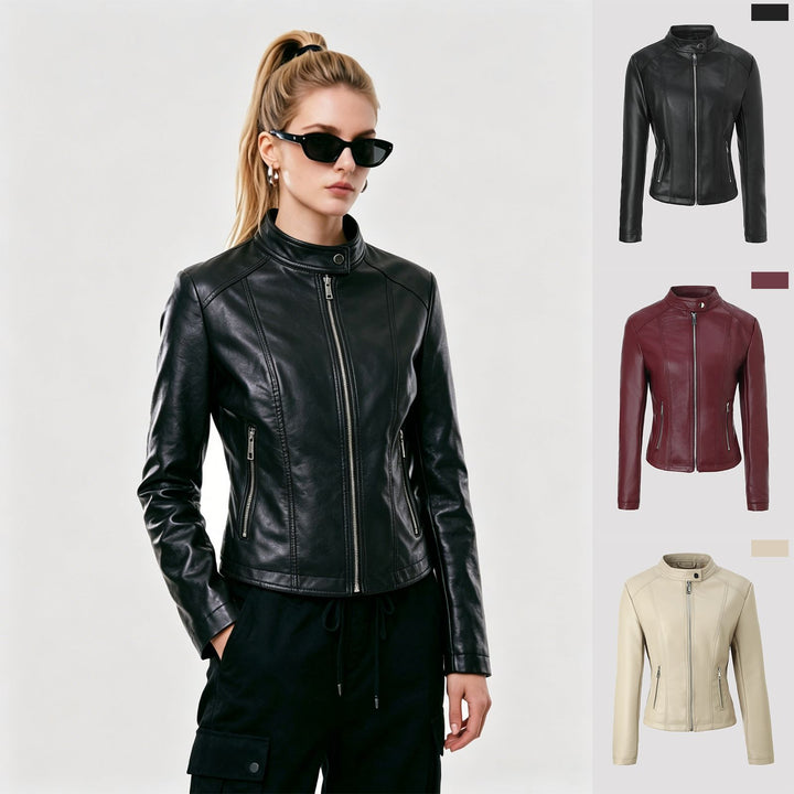 Damen Strukturierte Kunstlederjacke Echo Archiv