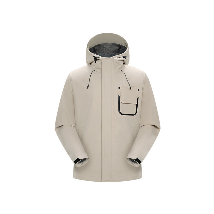 Herren Technische Funktionsjacke mit Kapuze, wasserabweisendem Softshell und Brustklappen-Tasche Echo Archiv