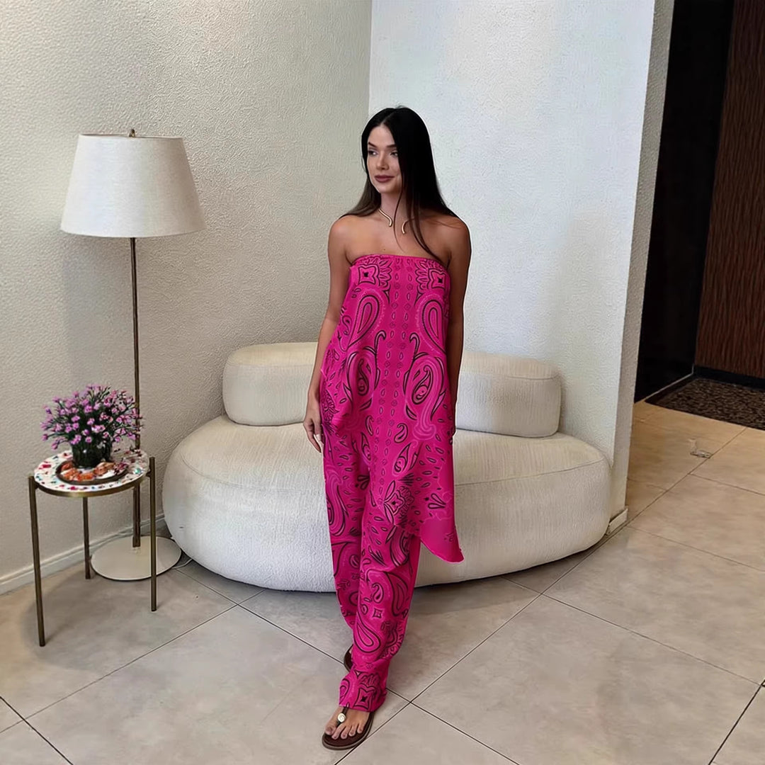 Damen lässiger Jumpsuit mit weitem Schnitt und stylischem Muster Echo Archiv