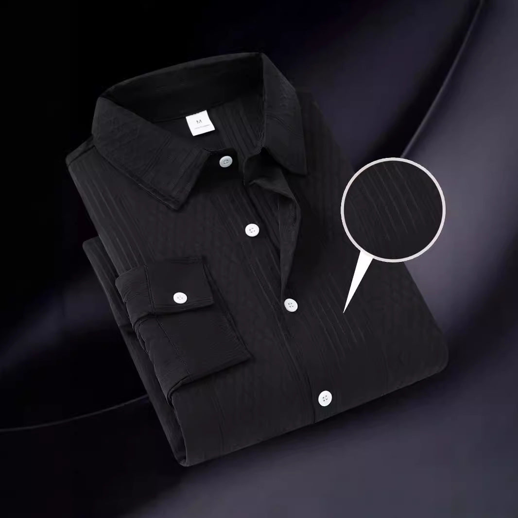 Herren modernes Langarmhemd mit strukturiertem Design Echoarchiv