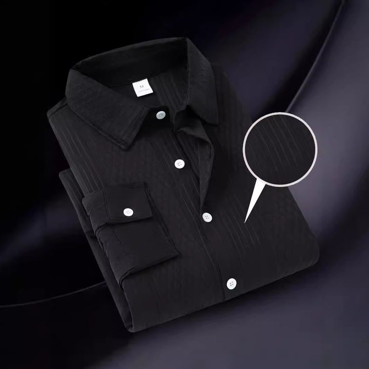Herren modernes Langarmhemd mit strukturiertem Design Echoarchiv