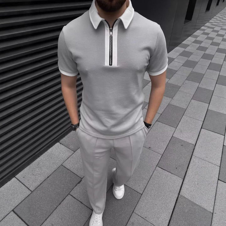 Herren Polohemd mit modernem Reißverschluss und stylischem Kragen Echoarchiv