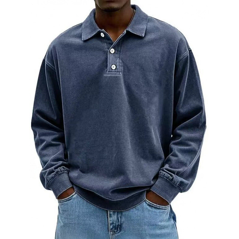 Herren Oversize Langarm Polo aus Baumwollmix – Cavello