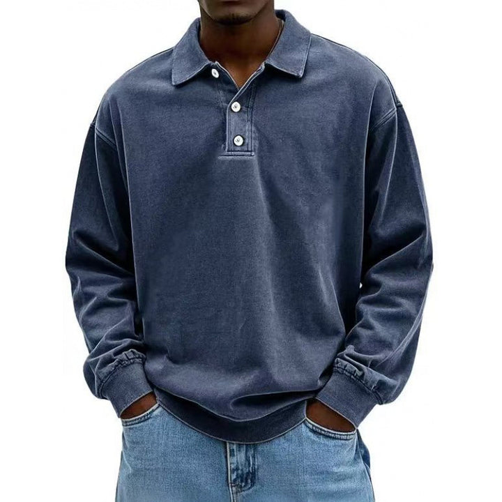 Herren Oversize Langarm Polo aus Baumwollmix – Cavello