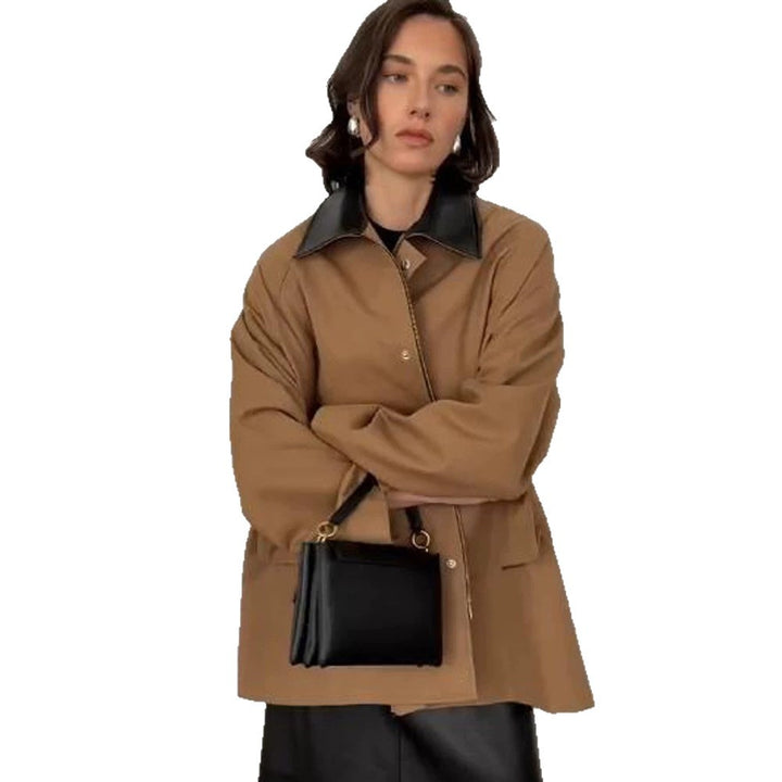 Damen Oversize utilitarische Jacke mit großen Pattentaschen und Kontrastkragen Echoarchiv