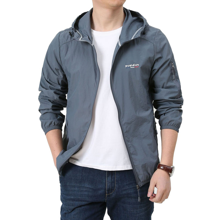 Herren Leichte Windbreaker-Jacke mit verstellbarer Kapuze Echo Archiv 1787797828