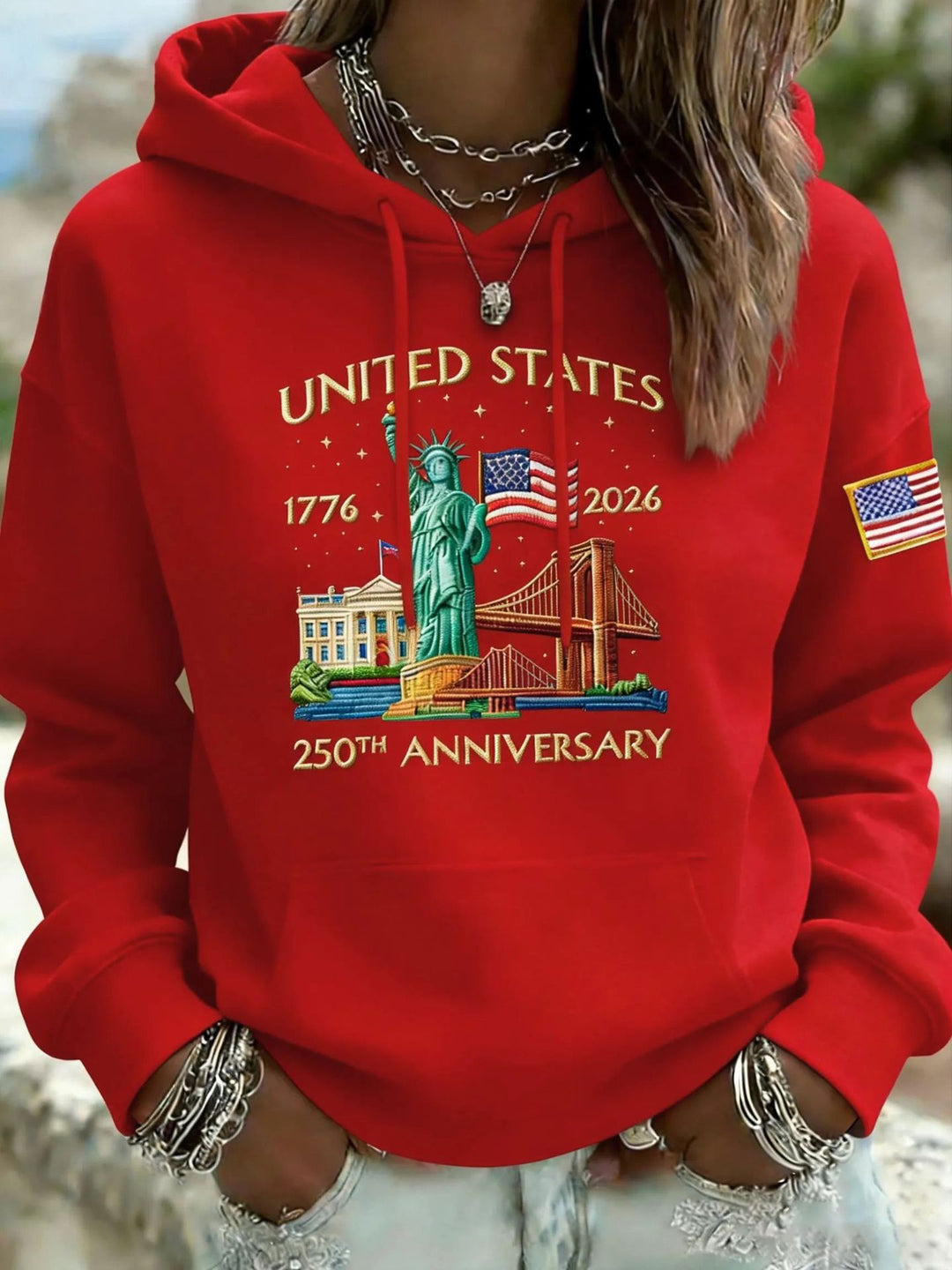 Damen Kreativer Kapuzenpullover mit einzigartigem Statuesque-Motiv Echoarchiv