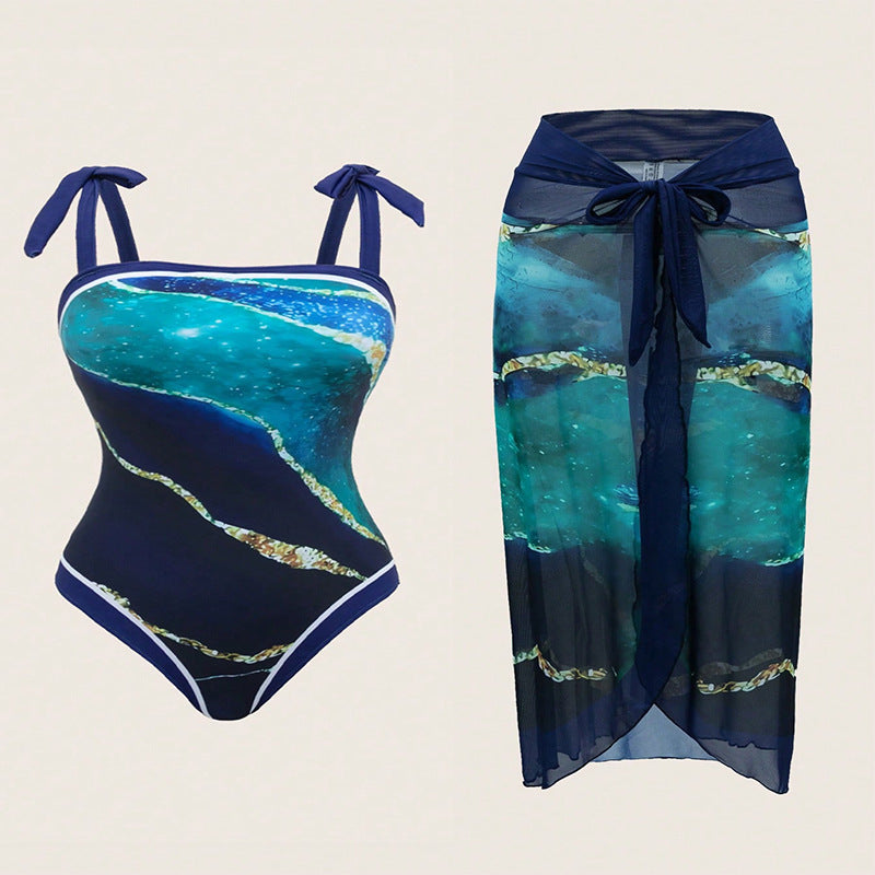 Damen Einteiler Badeanzug mit elegantem transparentem Cover-Up Echo Archiv