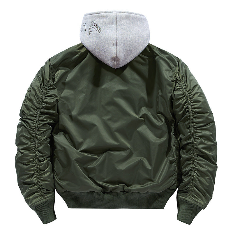 Herren Pilot-Bomberjacke mit abnehmbarem Kapuzen-Doppellayer, wattierter Thermofütterung und Ärmeltasche Echo Archiv