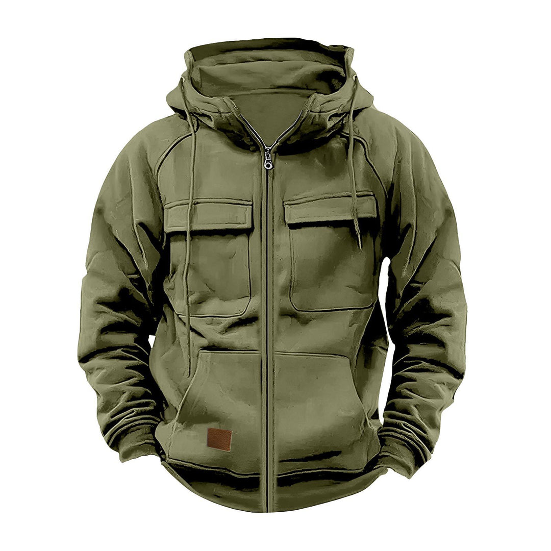 Herren multifunktionale Kapuzenjacke mit Reißverschluss und großzügigen Taschen Echoarchiv