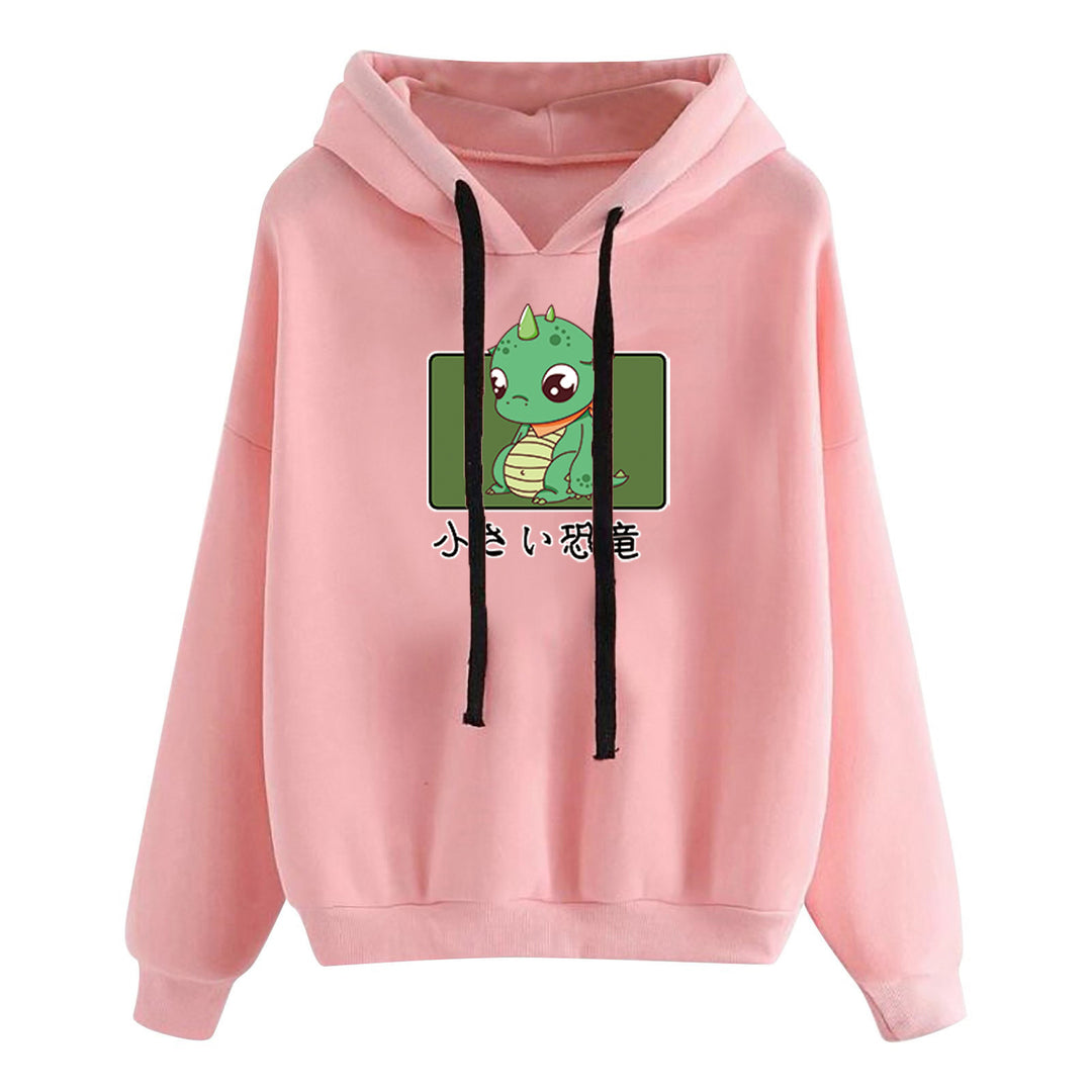 Damen kurz geschnittener Cropped-Kapuzenpullover mit niedlicher Frosch-Illustration und verstellbarer Kapuze – Auréline