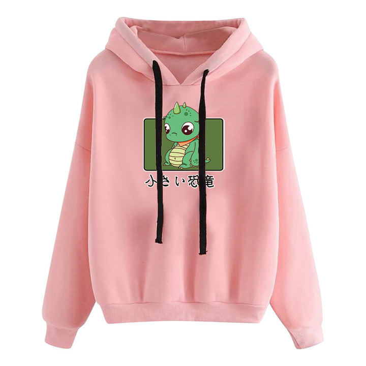Damen kurz geschnittener Cropped-Kapuzenpullover mit niedlicher Frosch-Illustration und verstellbarer Kapuze – Auréline
