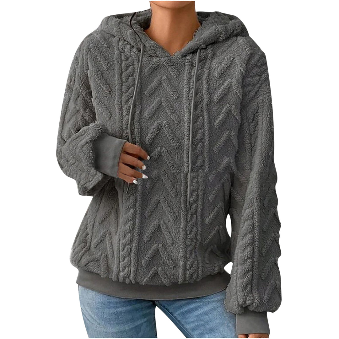 Damen nan kuscheliger Kapuzenpullover mit Zopfmuster Eingrifftaschen und Rippbündchen Echo Archiv