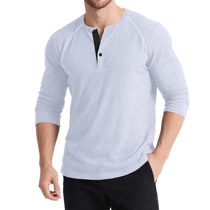 Herren Langarmshirt mit Knopfleiste und strukturierter Oberfläche Echoarchiv
