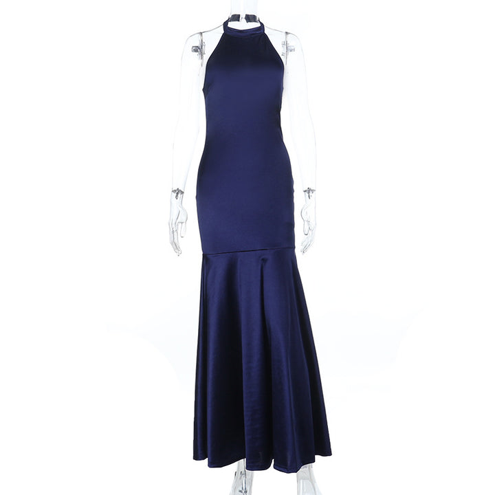 Damen Elegantes Maxikleid mit hohem Kragen und ausgestelltem Rock Echo Archiv