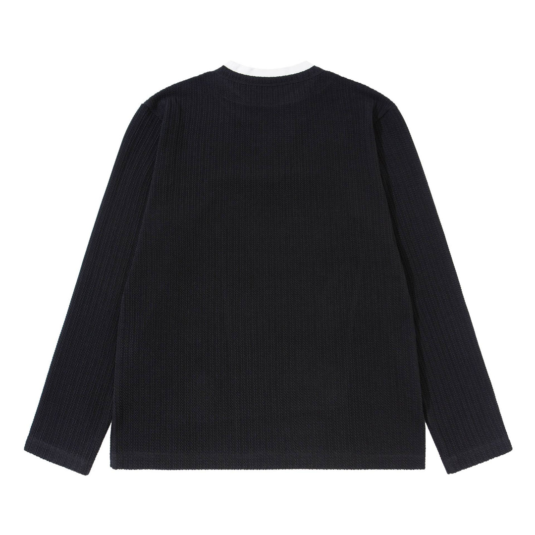 Unisex Feinstrukturierter Rippsweater mit Henley-Ausschnitt Echoarchiv