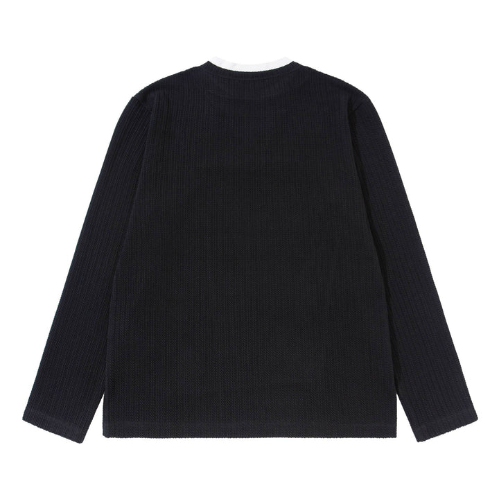 Unisex Feinstrukturierter Rippsweater mit Henley-Ausschnitt Echoarchiv