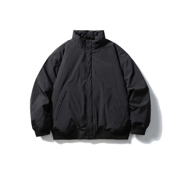 Unisex Kastig geschnittene wattierte Bomberjacke mit hohem Stehkragen und verdeckter Frontblende Echo Archiv