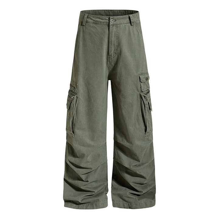 Damen weite High‑Waist Cargo‑Culottehose mit großen Klappentaschen und verstellbarem Saum Echoarchiv