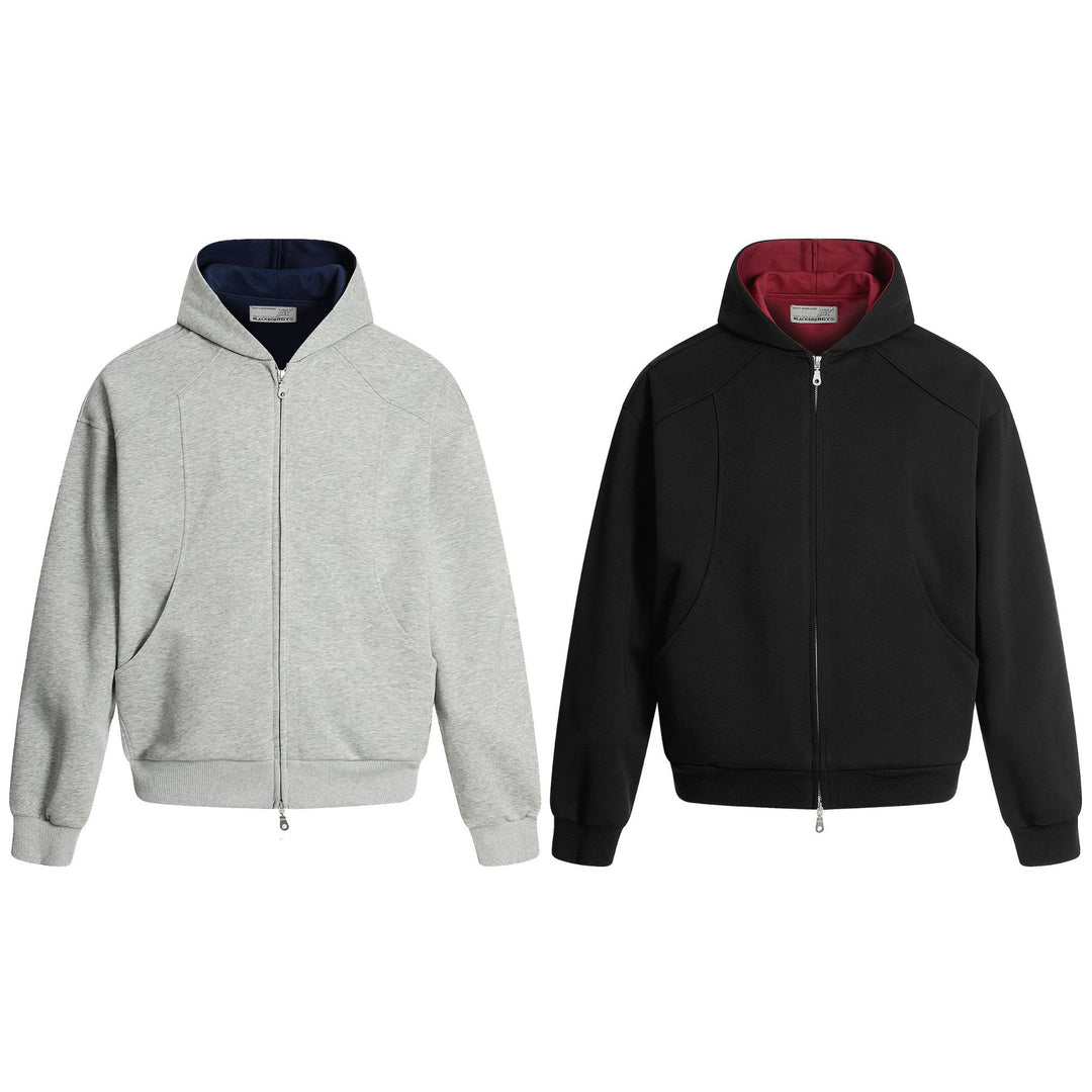 Unisex Oversize Kapuzen-Sweatjacke aus French-Terry mit Raglanärmeln und Zweiwegreißverschluss Echoarchiv