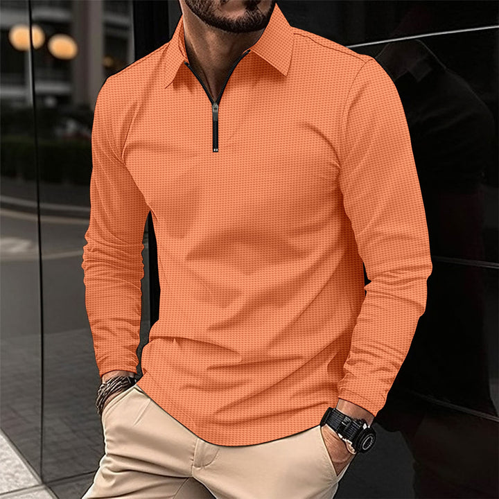 Herren Langarmshirt mit modernem Reißverschluss und strukturiertem Design Echoarchiv